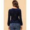 Allegra K Women's Polka Dots Burn-Out Long Sleeve Velvet Top - 4 of 4
