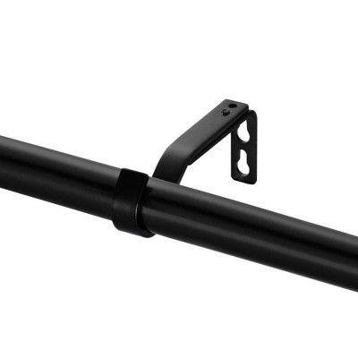 Matte Black Adjustable Curtain Rod with End Cap Finials