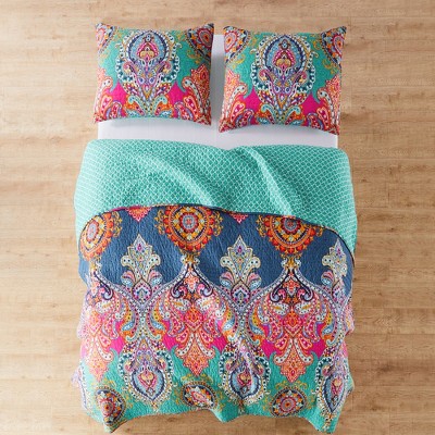 Fantasia Full White Cotton Reversible Quilt Set