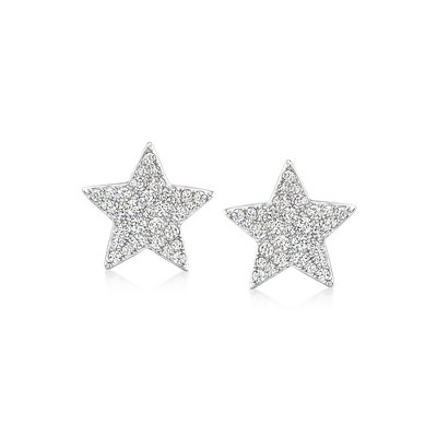 Ross-Simons 1.00 ct. t.w. Pave CZ Star Earrings in Sterling Silver