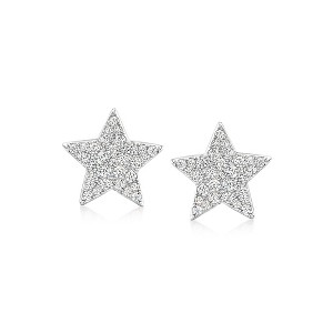 Ross-Simons 1.00 ct. t.w. Pave CZ Star Earrings in Sterling Silver - 1 of 3