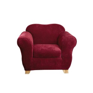 Wine Stretch Royal Diamond 2pc Chair Slipcover - Sure Fit, Red