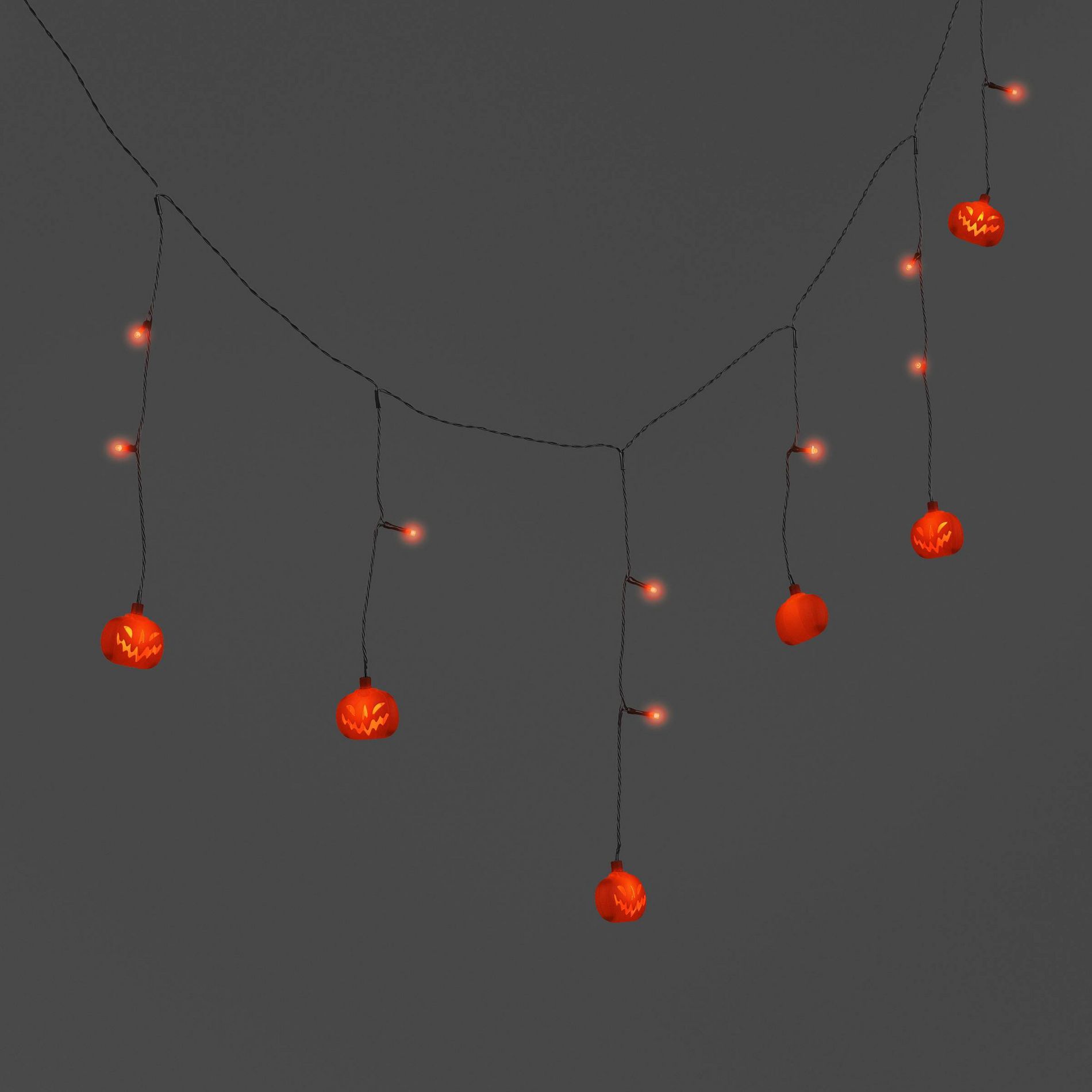 Die Cut Plastic Blow Mold Pumpkin Indoor Outdoor Icicle String Lights with Orange LEDs - Hyde and EEK! Boutique™