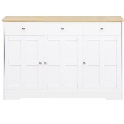 Racxily Kitchen Buffet Storage Cabinet with Arched Design - White Sideboard with Door, Drawer-Versatile Pantry Organization