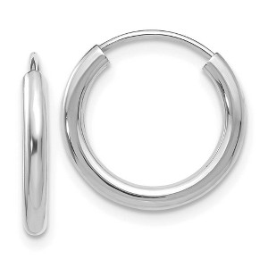 Black Bow Jewelry 2mm x 16mm 14k White Gold Polished Round Endless Hoop Earrings - 1 of 4