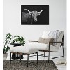 Kate & Laurel All Things Decor 23"x33" Sylvie Tudanca Cow Longhorn Bull Cattle Animal BW Framed Metallic Canvas Wall Art by Xyo - 4 of 4