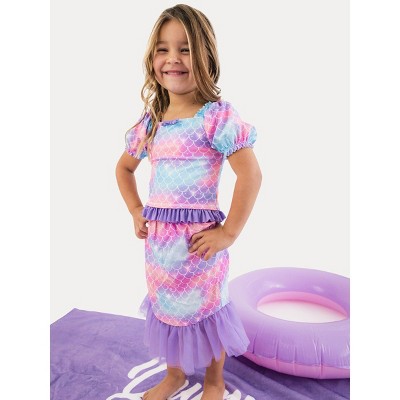RuffleButts Girls Mermaid Tail Skirt Cover-Up - Mermaid Tale, 4T/5 — фото 3
