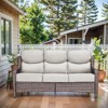 POCASSY 6" Thick Cushion High Back Outdoor Wicker Patio Sofa, All Weather Wicker Furniture 3-Seater Sofa Patio Couch for Porch - 3 of 4