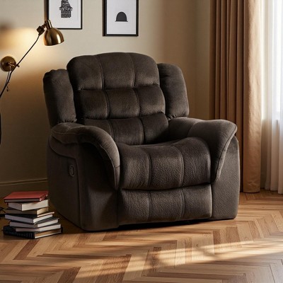Merax Luxurious Glider Recliner with Plush Fabric Upholstery, Brown