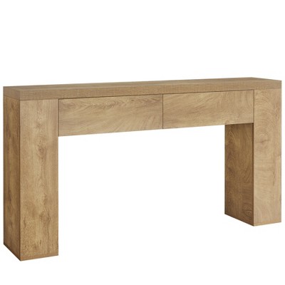 Resenkos 63" Console Table, Rustic Sofa Hallway Table with Drawers, Minimalist Entryway Sofa Side Table, for Living Room Brown