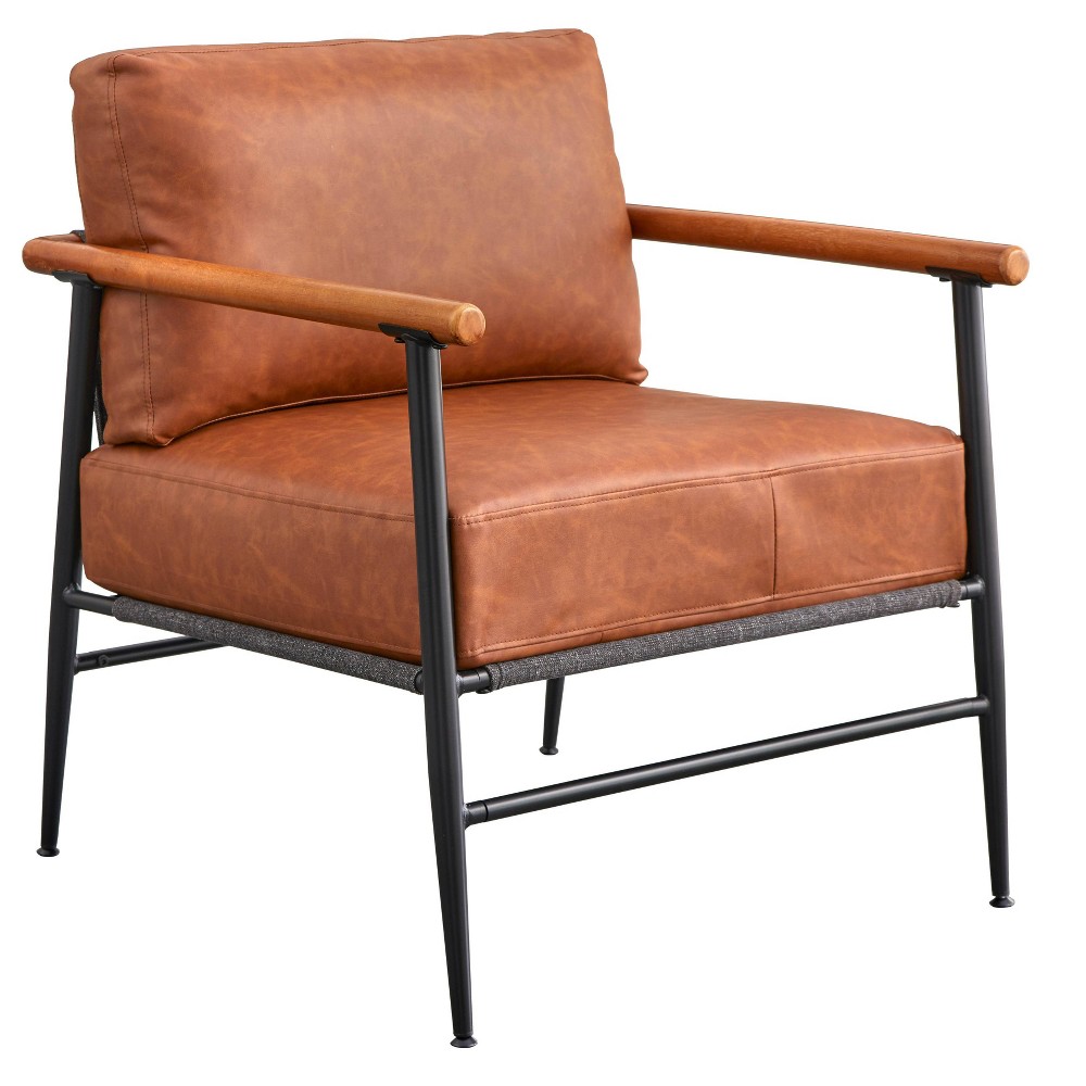 Photos - Sofa Demi Mid - Century Modern Armchair Camel Brown - Lifestorey