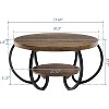 Round Coffee Table 30" Center Table, 2-Tier Coffee Table with Adjustable Feet, Living Room Tables with Storage Shelf and Designed Wood Grain - 2 of 4