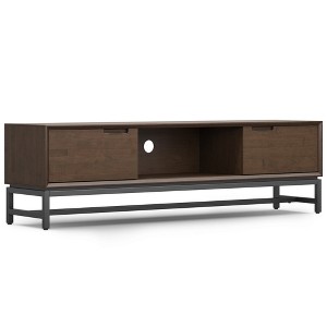 72" Solid Rubberwood and Blackened Metal Low TV Stand with Handcrafted Finish and Cord Management for Living Room and Bedroom - 1 of 4