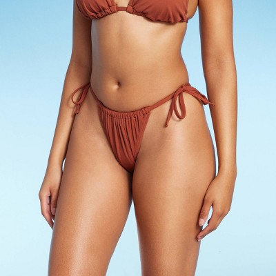 Women's Ribbed High Leg Side-tie Bikini Bottom - Shade & Shore