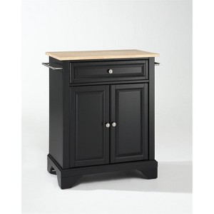 HomeStock  Lafayette Wood Top Small Portable Rolling Kitchen Island Storage Cart, Microwave Stand, Black - 1 of 4