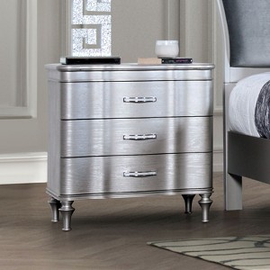 Sapphtopaz Exquisite Nightstand with 3 Drawers Curved Side Table with Turned Wood Leg & Acrylic Handle Glam Night Stand for Bedroom,Living Room - 1 of 4