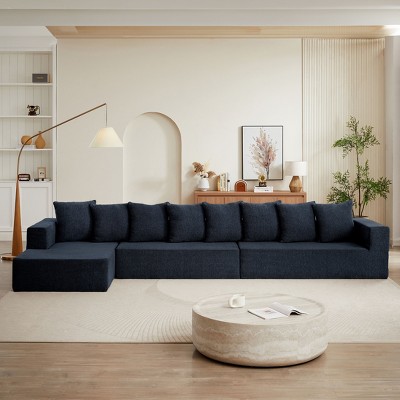 Chenille Modular Sofa: Modern Upholstered Sectional Couch with Plush Seating, Fixed Cushions