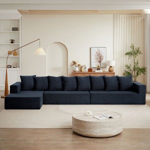 Chenille Modular Sofa: Modern Upholstered Sectional Couch with Plush Seating, Fixed Cushions - 1 of 4