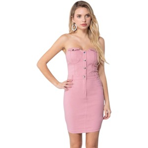 Slickblue Trendy Strapless Button Front Mini Dress, Perfect for Casual & Weekend Outings, Color & Size Options - 1 of 4