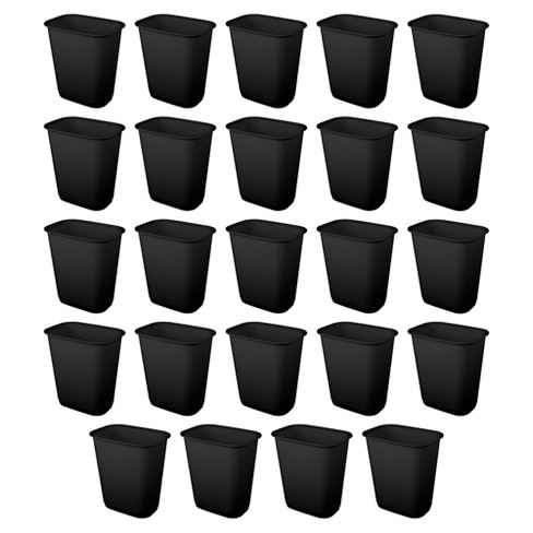 Sterilite 9 Gallon Rectangular Wastebasket Easy to Clean Open Top Durable Home Kitchen Trash Bin, Fits 13 Gallon Liner, 24 Pack, Black - image 1 of 4