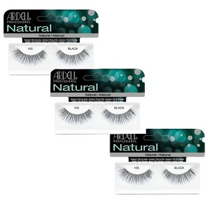 Ardell Fashion Natural Lashes 105 Black #65002 (PACK OF 3) - Natural Look Flirty Lashes - 1 of 3