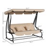 Free Standing Swing Bench, Porch Swing with Stand, Adjustable Canopy, Cushion and Pillows - 3 of 4