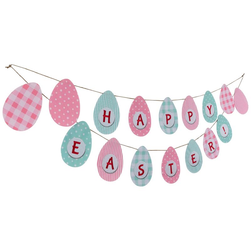Northlight 70" Pastel Checkered and Striped "Happy Easter" Hanging Banner, 3 of 7