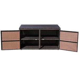 WELLFOR 88gal Outdoor Patio Garden Rattan Storage Box Brown - 1 of 4