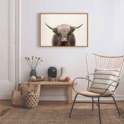 Natural Highland Cow Canvas Print with Polystyrene Frame