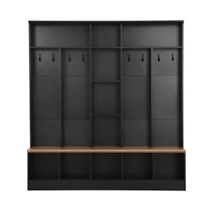 Vynxaria Freestanding White Coat Rack with Storage Bench, Shoe Cabinet, Multiple Cubes Storage, Shelves, 8 Hanging Hooks - 1 of 4