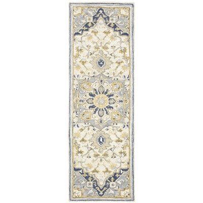Oriental Weavers Alfresco 28402 Blue/ Ivory Indoor Area Rug - 2'6" x 8'