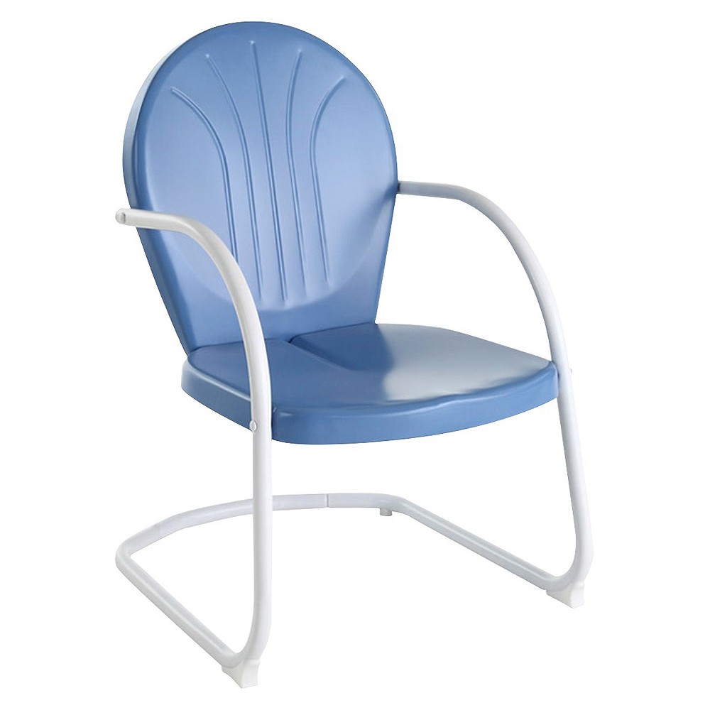 Metal Patio Arm Chair - Blue: Crosley Retro Style, Weather-Resistant, Powder-Coated Steel Frame