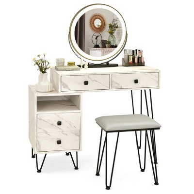 Costway Vanity Set Makeup Dressing Table W/flip Top Mirror Hooks Shelves :  Target