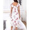 Womens Pajama Cap Sleeve Night Dress Floral Nightgowns with Ruffle Hem - 2 of 4