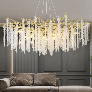 BAOURE 8 Light 23-in Crystal Tree Branches Chandeliers Gold Luxury  Pendant Light Fixture  for Dining Room Bedroom Living Room Entryway - 1 of 4