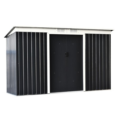 Outsunny 9' x 4' Metal Garden Storage Shed Tool House with Sliding Door Spacious Layout & Durable Construction for Backyard, Patio, Lawn