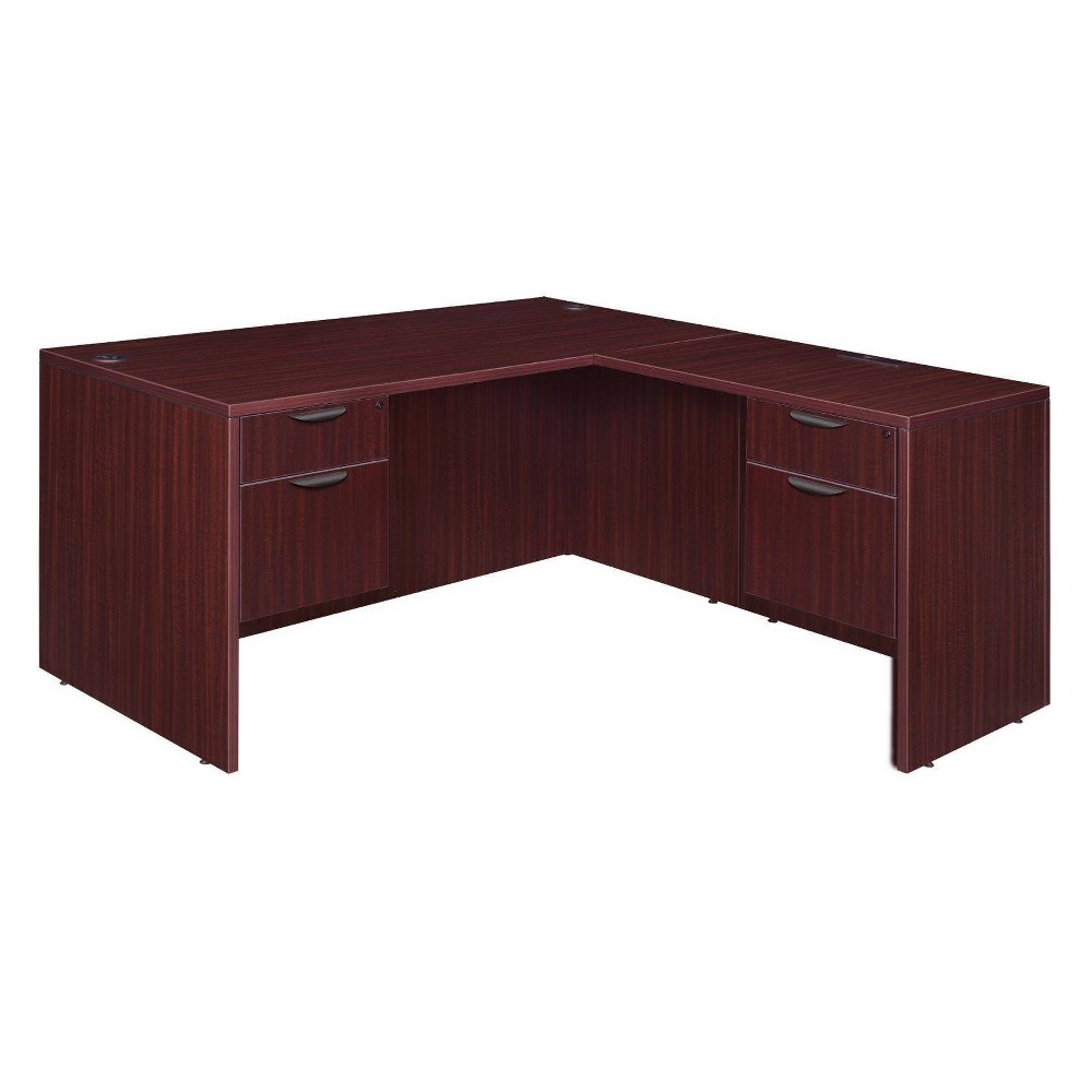 Photos - Office Desk 60"x65" Legacy L Desk with Double Pedestal Drawer Unit Mahogany - Regency