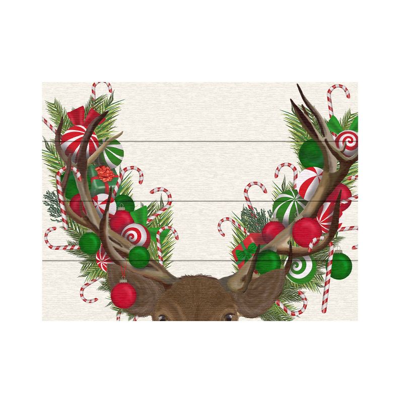 Trademark Fine Art -Fab Funky 'Deer, Candy Cane Wreath' Wood Slat Art, 2 of 5