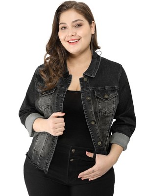 Agnes Orinda Women's Plus Size Classic Denim Long Sleeve with Pockets Fashion Jean Jackets