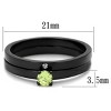 Slickblue Women’s Double Ring, Black, Apple Green CZ Center, Clear Accent, IP Stainless Steel, Sizes 5-10 - 2 of 4