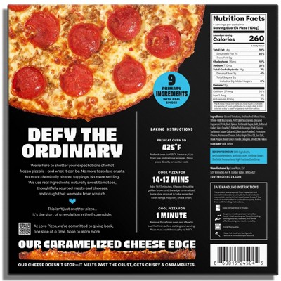 LOVE PIZZA Pepperoni & Sausage Frozen Pizza - 22.4oz