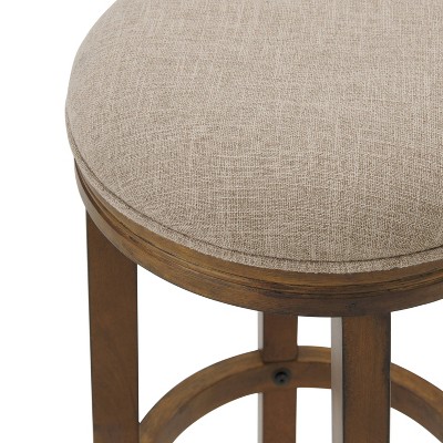 Natick 29" Brown Wood and Leather Saddle Bar Stools