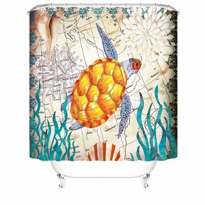 Nautical Turtle Shower Curtains for Bathroom Waterproof Fabric Bath Curtain Durable Soft Stylish Bathroom Decor 72x72 Inch - 1 of 1