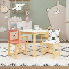 5 Piece Kiddy Table and Chair Set , Kids Wood Table with 4 Chairs Set Cartoon Animals - 2 of 4