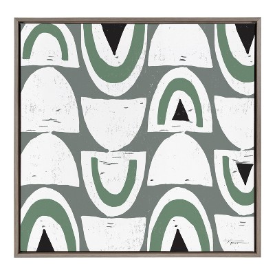 30" x 30" Sylvie Muted Mid-Century Vibes Framed Canvas Gray - Kate & Laurel All Things Decor