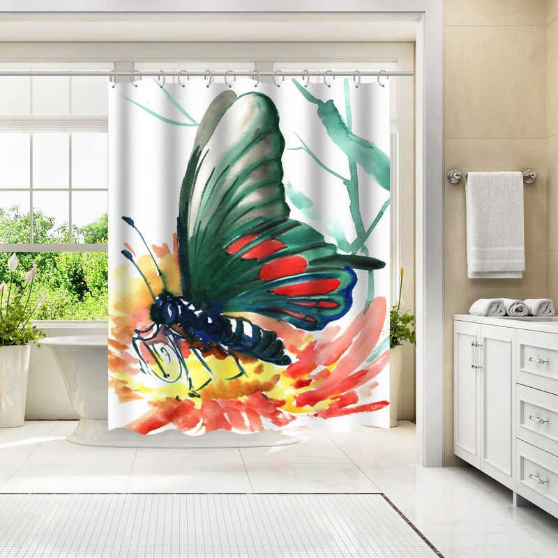 Americanflat 71" x 74" Shower Curtain, Butterfly Green by Suren Nersisyan, 4 of 9