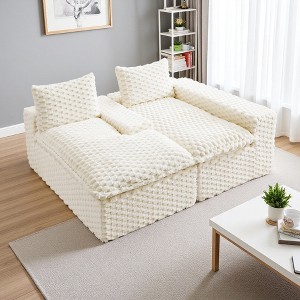 95.7" Turtle Velvet L-Shaped Sectional Sofa with Left Chaise, Convertible, 5 Pillows - 1 of 4