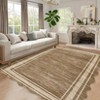 Area Rug for Living Room Bedroom Non-Slip Low Pile Indoor Modern Striped Border Carpet - 4 of 4