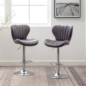 NicBex Dining Chairs Set of 2 Stool Upholstered Chair Airlift Adjustable Swivel Barstool with low-back style for Kitchen, Home Bar - 1 of 4