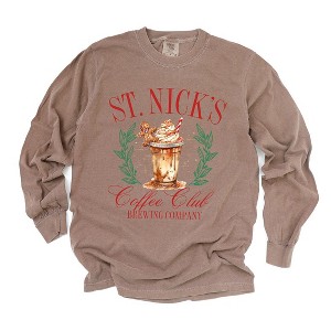 Simply Sage Market Women's St. Nick's Coffee Club Long Sleeve Garment Dyed Tee - 1 of 4